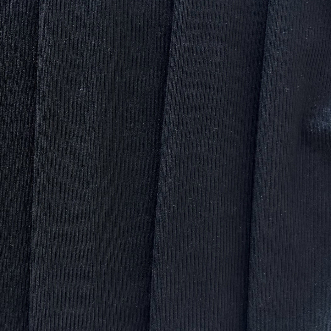Soft Black Ribbed Rayon Knit (Made in USA)