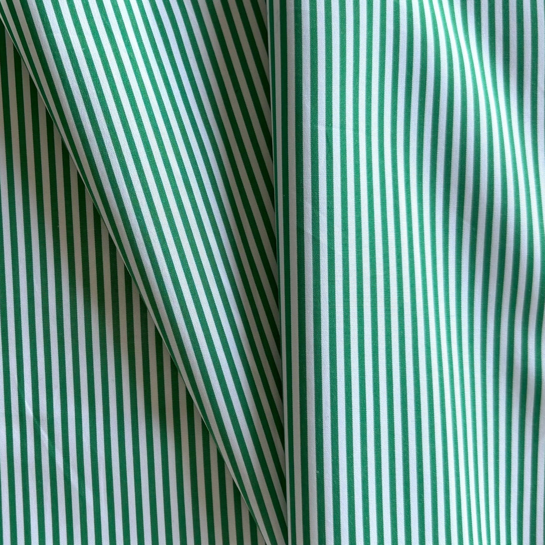 Designer Fresh Grass Green & White 2-Ply Cotton Shirting (Made in Italy)