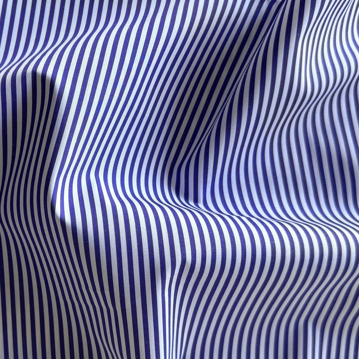 Designer Royal Purple & White 2-Ply Cotton Shirting (Made in Italy)