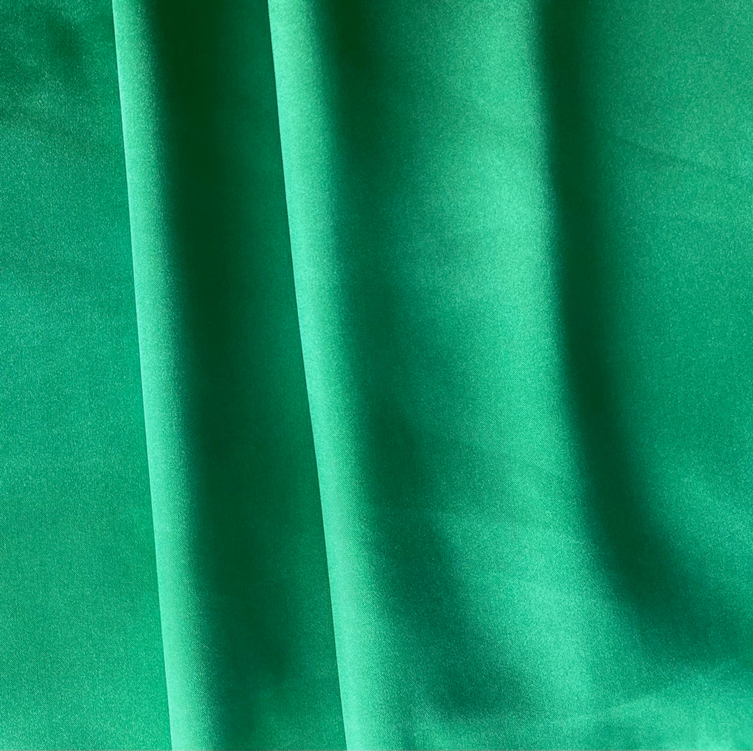 Light-Weight Emerald Green Polyester Satin Charmeuse