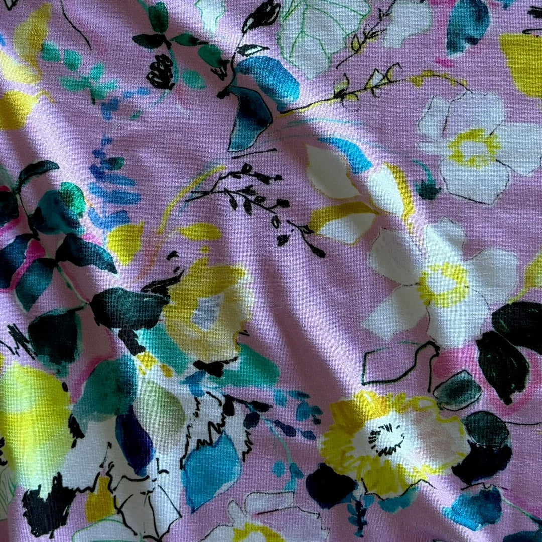 Butter Soft Watercolor Floral Micromodal Jersey Knit (Made in USA)