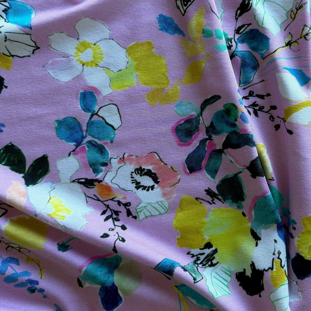 Butter Soft Watercolor Floral Micromodal Jersey Knit (Made in USA)
