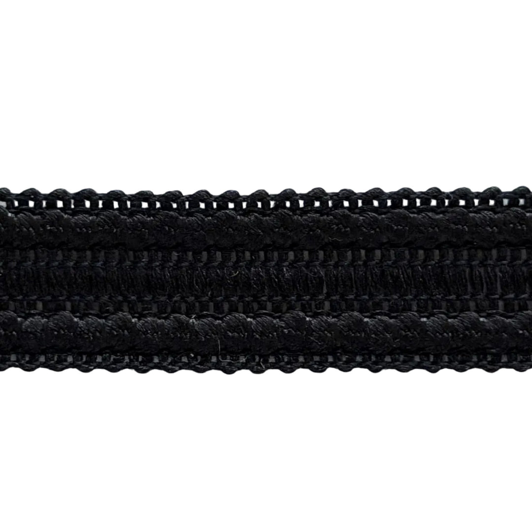 3/4" Jet Black Braided Gimp Trim (Made in France)