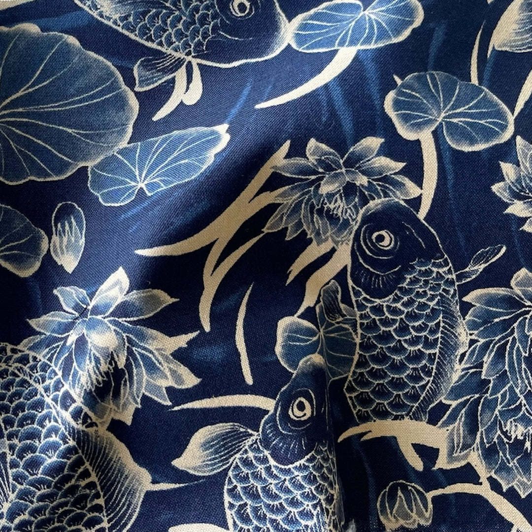 Elegant Koi  & Water Lilies Quilting Cotton (Made in Japan)
