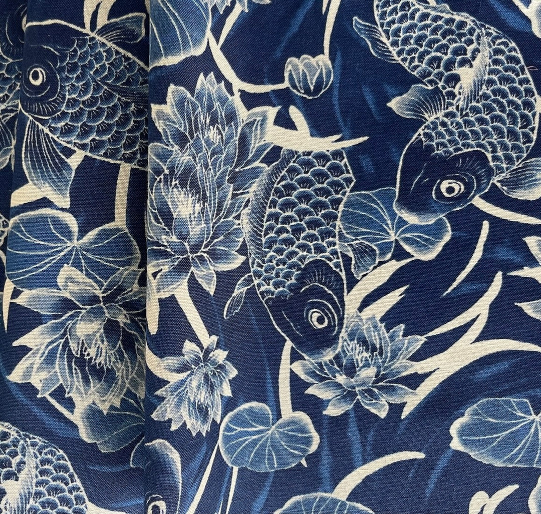 Elegant Koi  & Water Lilies Quilting Cotton (Made in Japan)