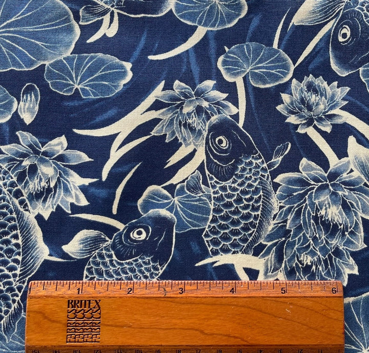 Elegant Koi  & Water Lilies Quilting Cotton (Made in Japan)