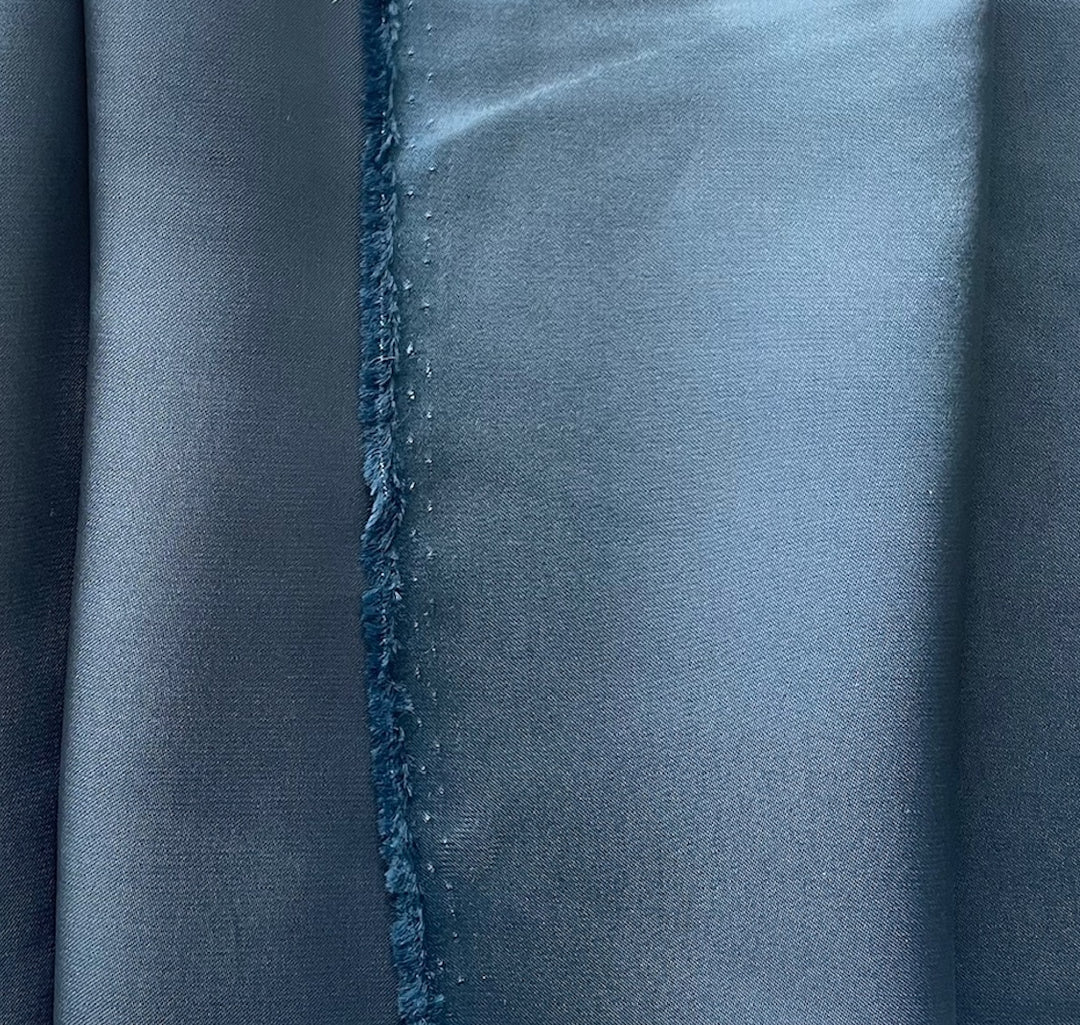Elegant Steel Blue Rayon Viscose Double-Sided Satin (Made in Italy)
