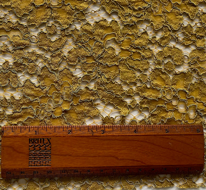 Floral Old Golden Medallion Stretch Corded Viscose Blend Lace Fabric