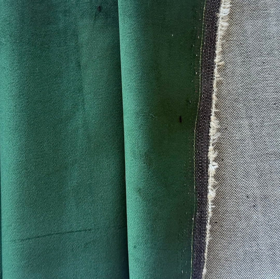 High-End Hunter Green with Denim Backing Stretch Cotton Blend Velvet (Made in Italy)