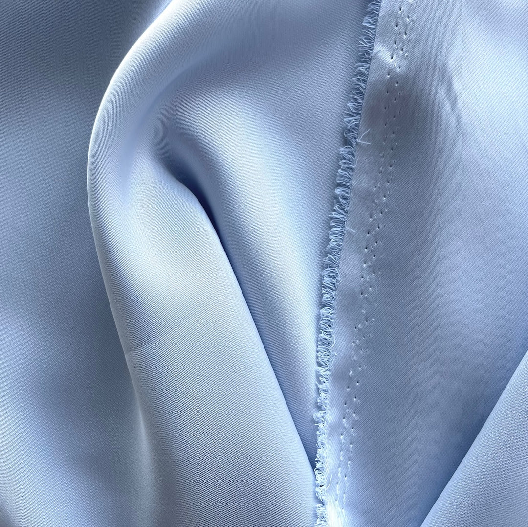Ephemeral Uranian Blue Double-Sided Polyester Satin Twill (Made in Korea)