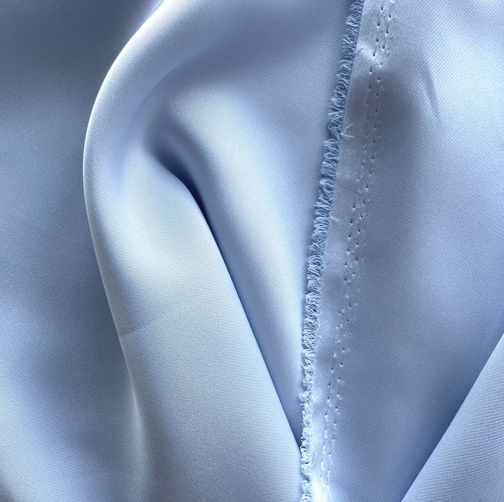 Ephemeral Uranian Blue Double-Sided Polyester Satin Twill (Made in Korea)