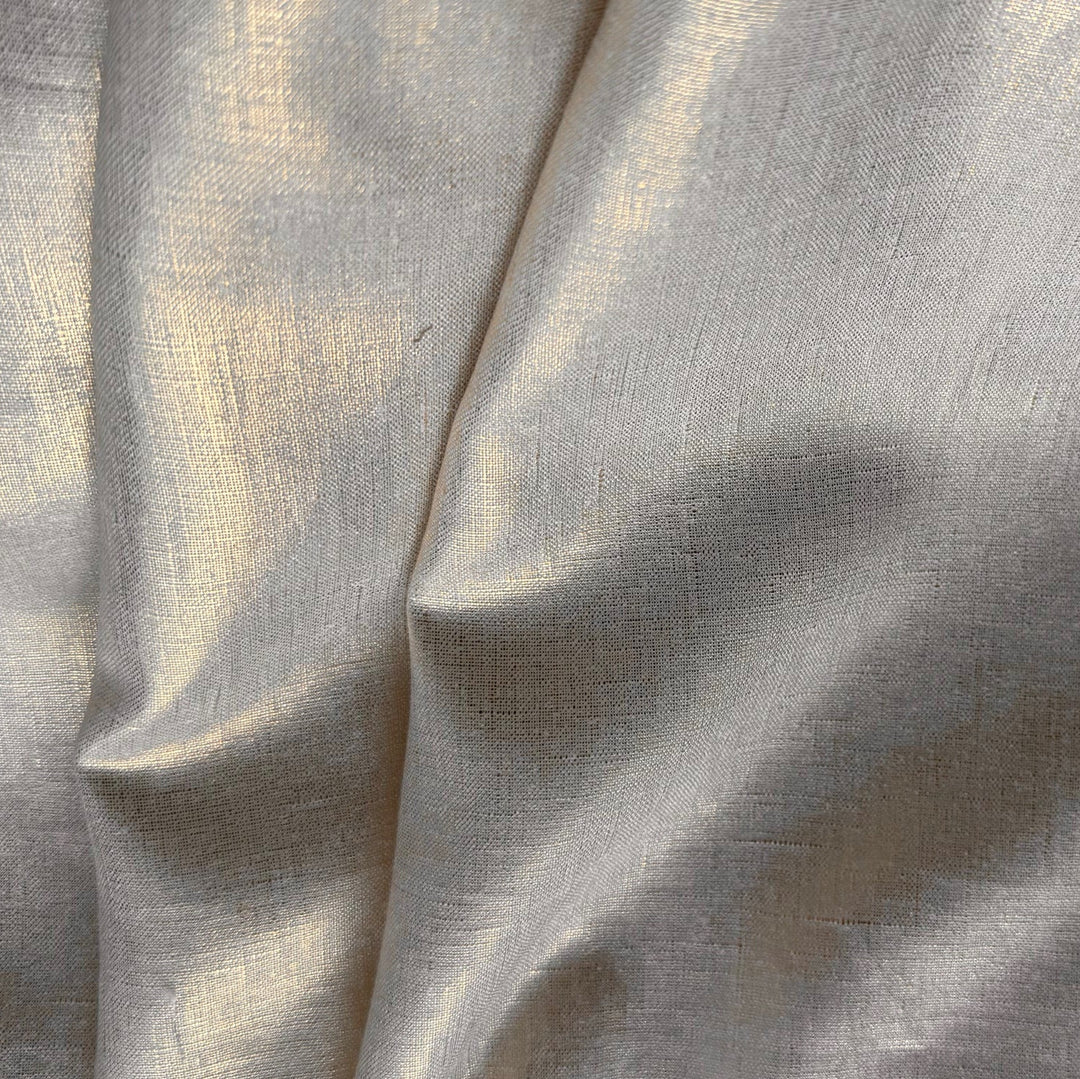 Lighter-Weight Gold Metallic on Pale Ivory Linen (Made in Lithuania)