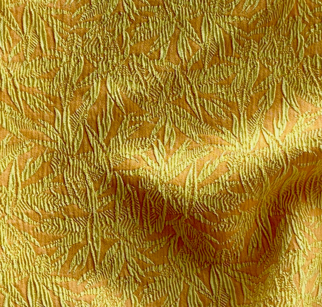 Elegant Marigold Bamboo Stretch Rayon Viscose Blend Brocade (Made in Italy)