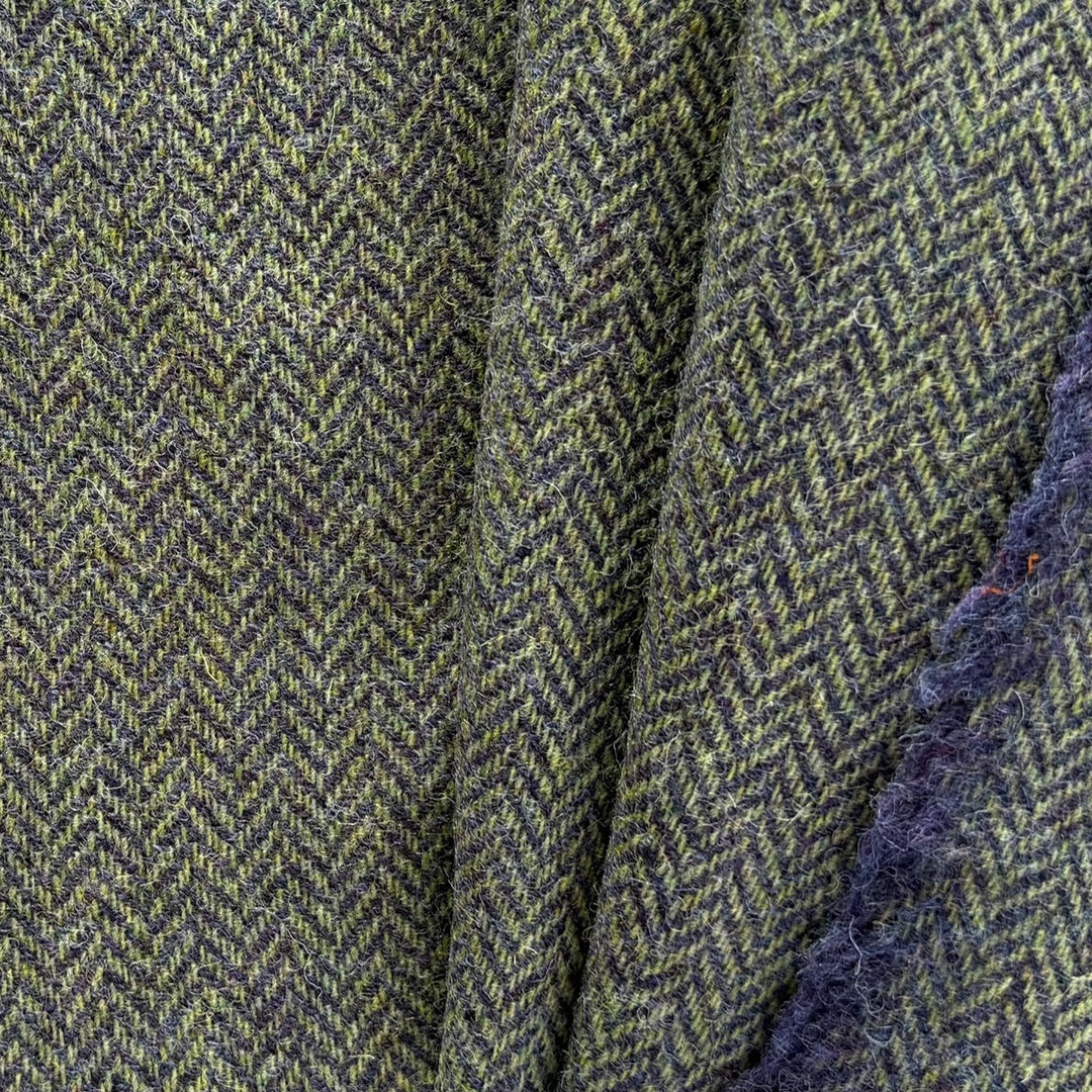 Crocodile & Eggplant Herringbone Wool (Made in Ireland)