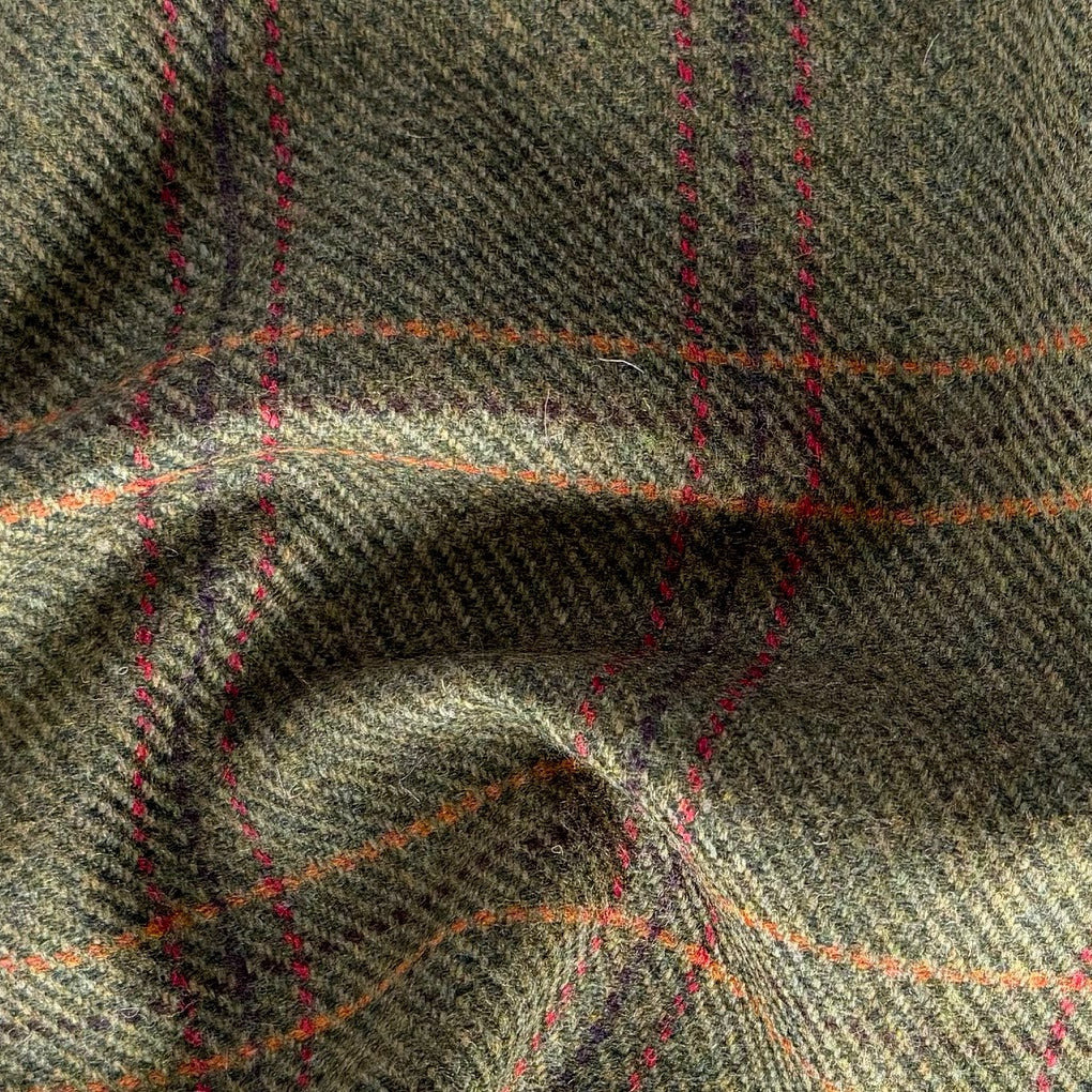 Artichoke & Charcoal Plaid Wool Twill (Made in Ireland)