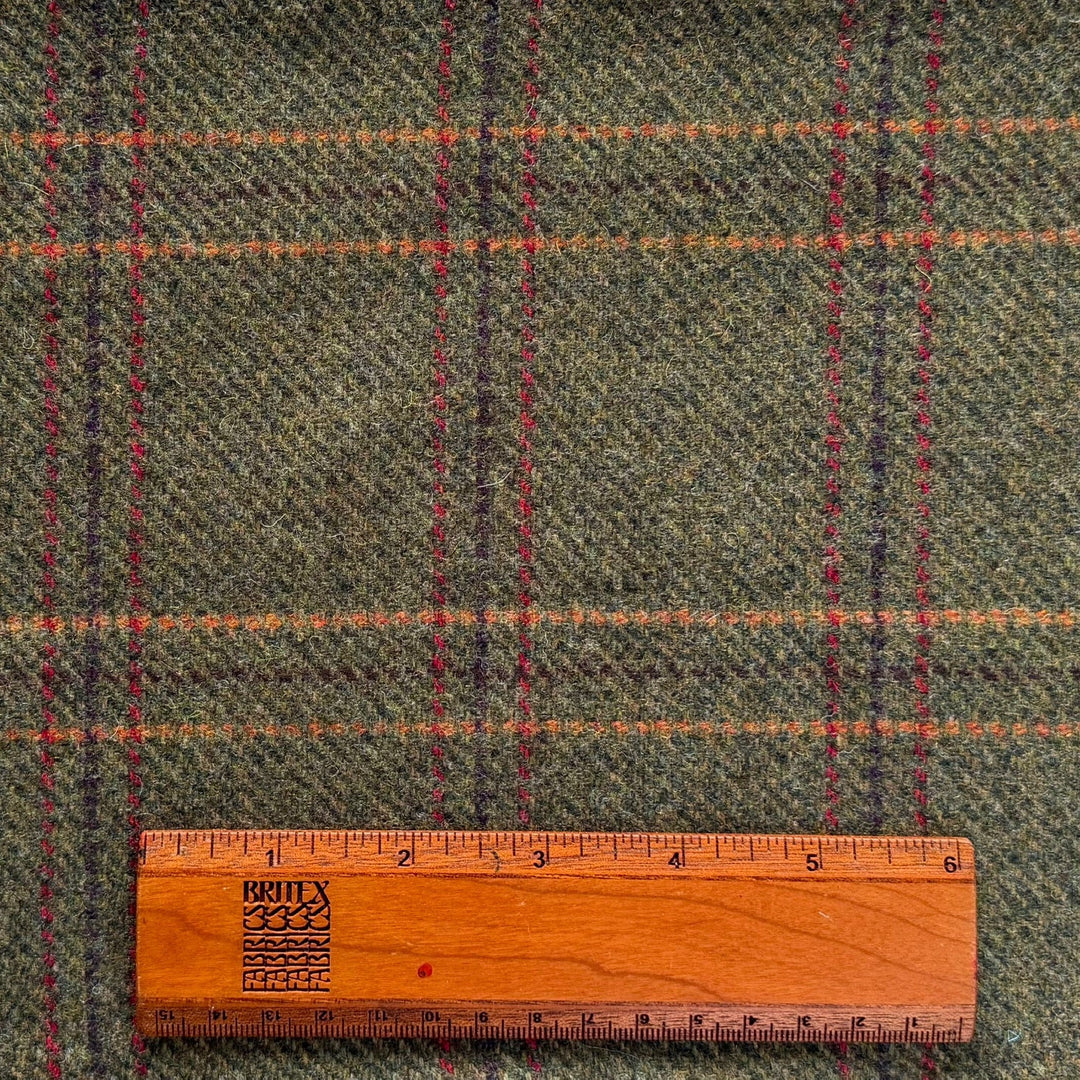 Artichoke & Charcoal Plaid Wool Twill (Made in Ireland)