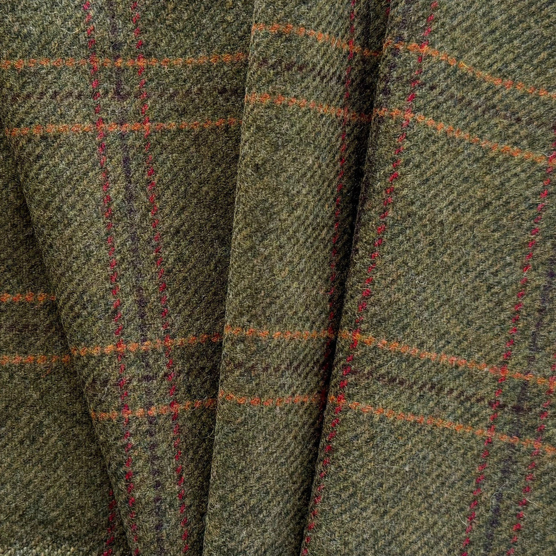 Artichoke & Charcoal Plaid Wool Twill (Made in Ireland)