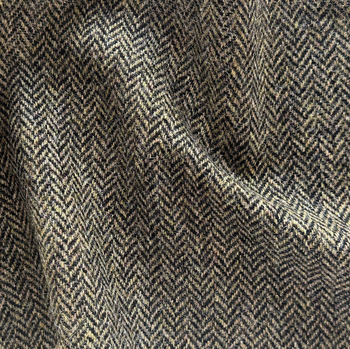 Oatmeal & Soft Black Mélange Wool Herringbone (Made in Ireland)