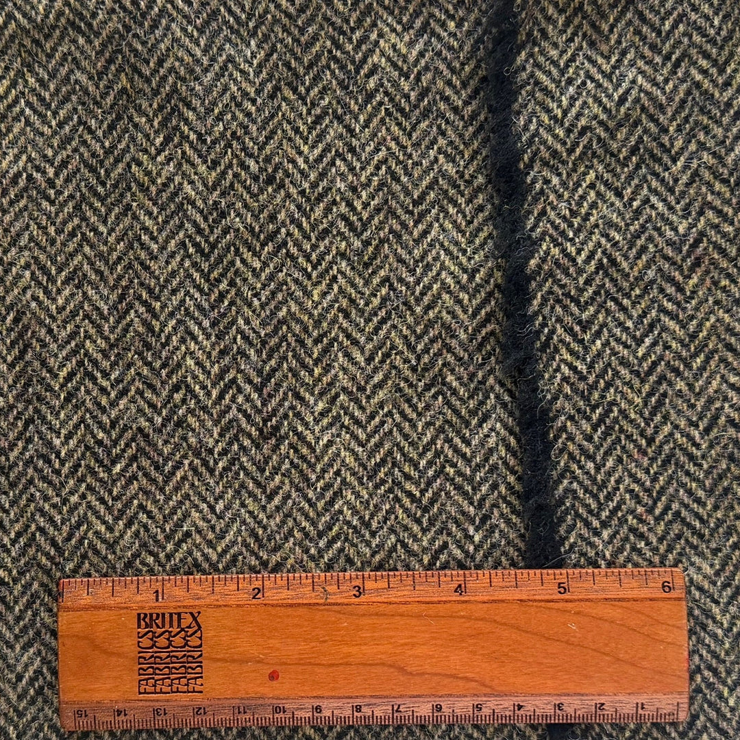 Oatmeal & Soft Black Mélange Wool Herringbone (Made in Ireland)