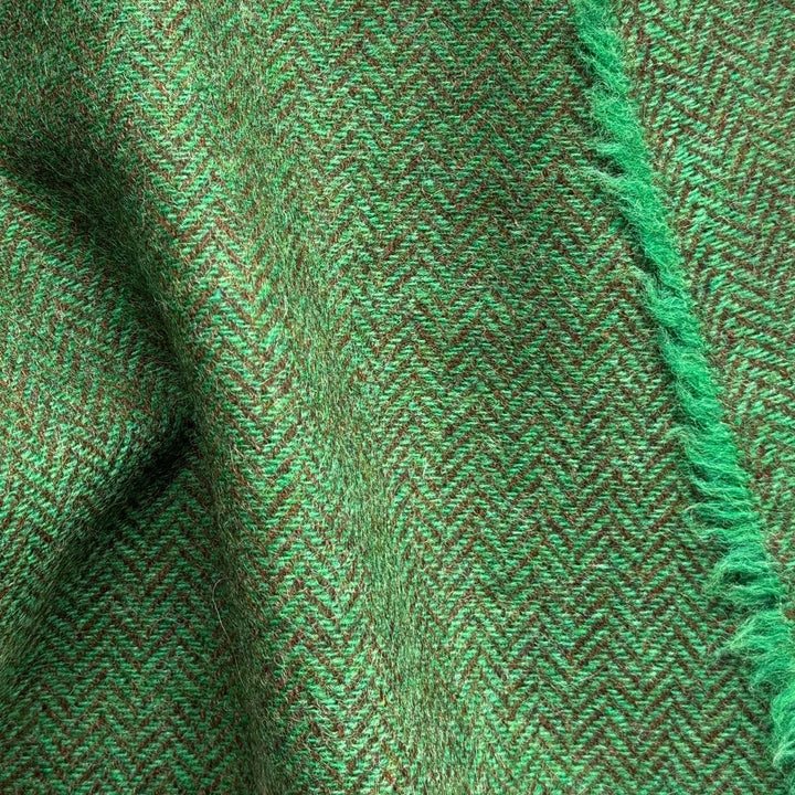 Fresh Grass Green & Bronzed Olive Rustic Wool Herringbone (Made in Ireland)