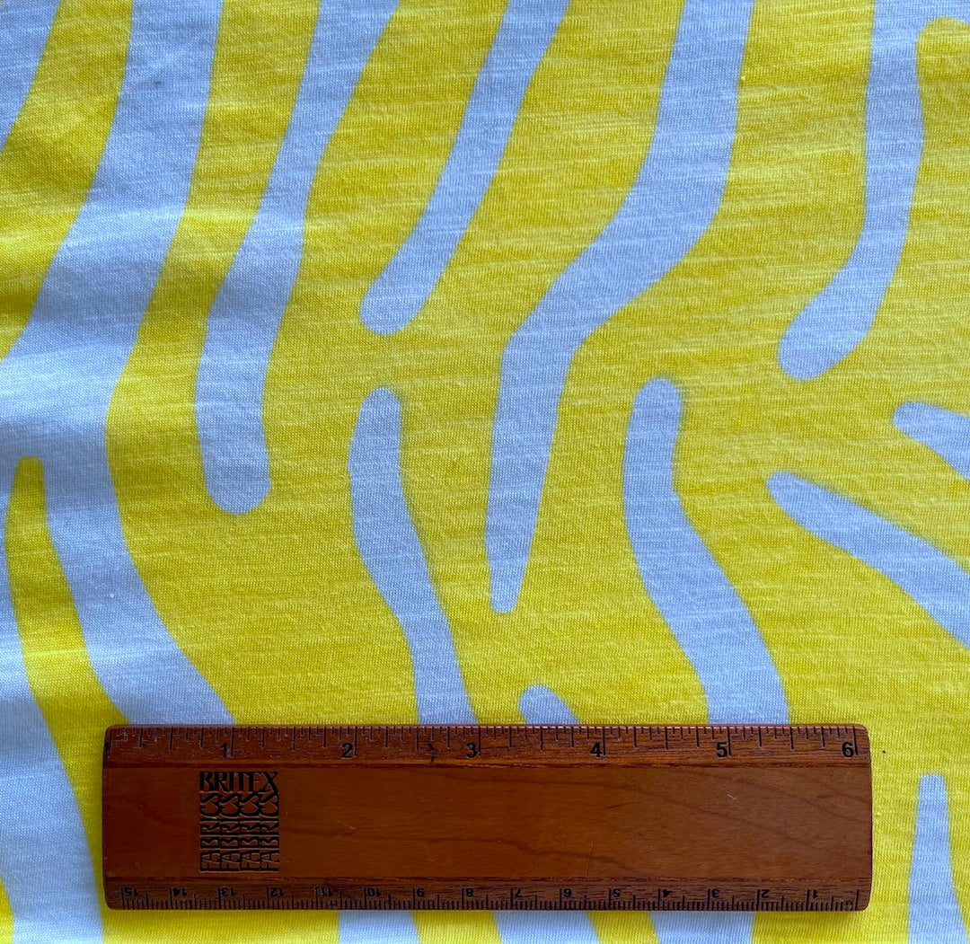 Lemon Yellow & Palest Blue Mist Cotton Tissue Jersey Knit (Made in Japan)