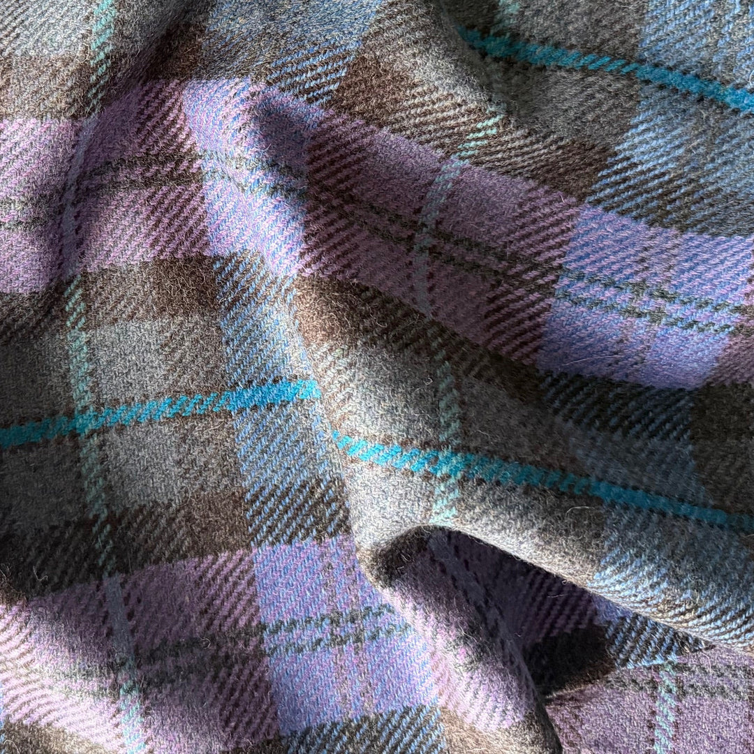 Fabulous Lavender & Swimming Pool Blue Wool Plaid (Made in Ireland)