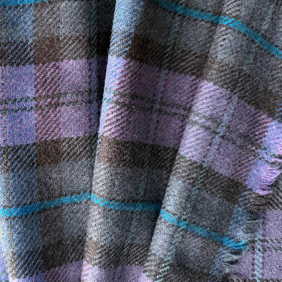 Fabulous Lavender & Swimming Pool Blue Wool Plaid (Made in Ireland)