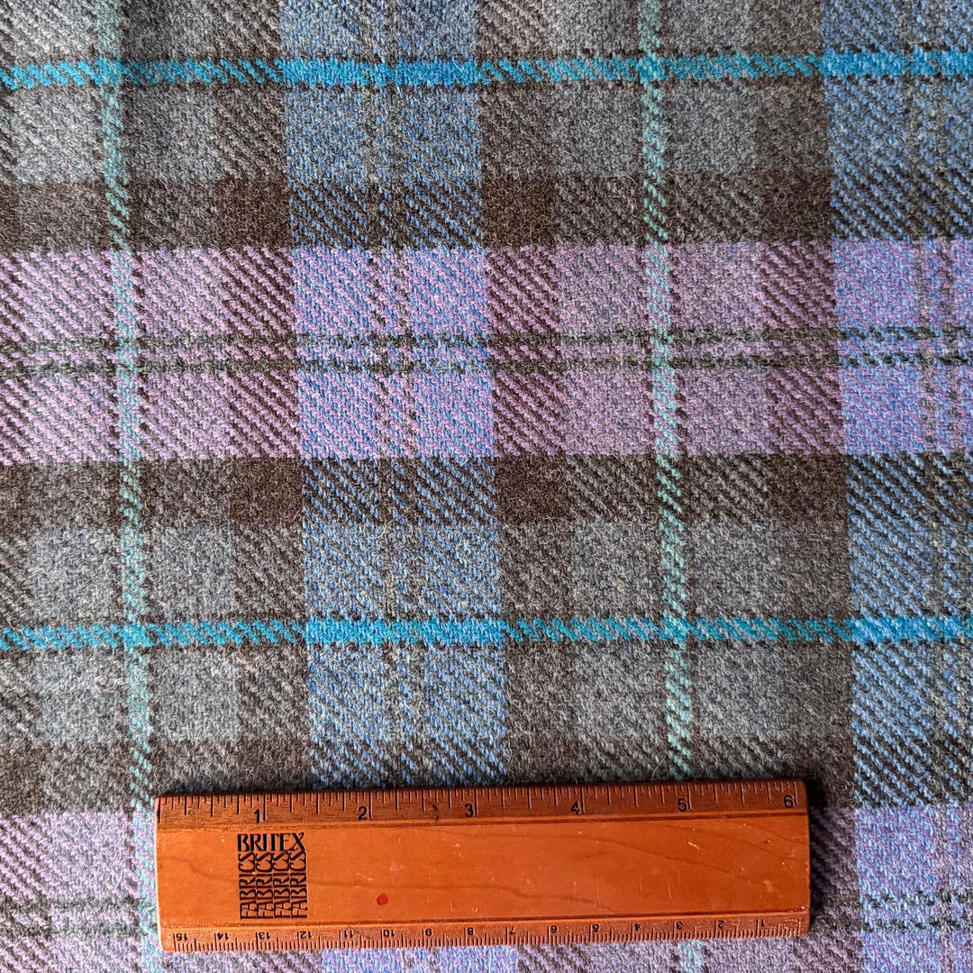 Fabulous Lavender & Swimming Pool Blue Wool Plaid (Made in Ireland)
