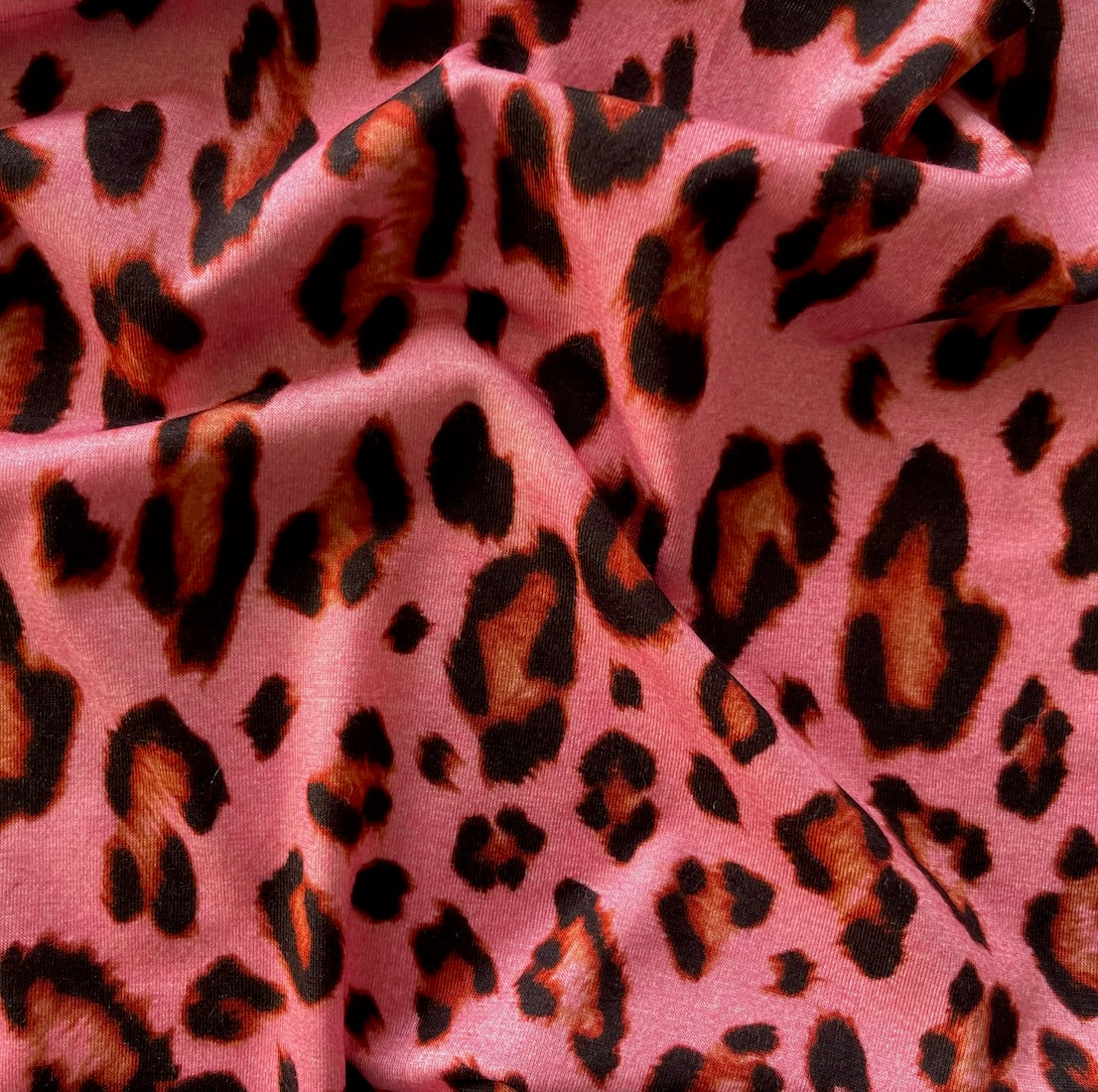 Drapey Taffy Pink Leopard Viscose Jersey Knit (Made in Italy