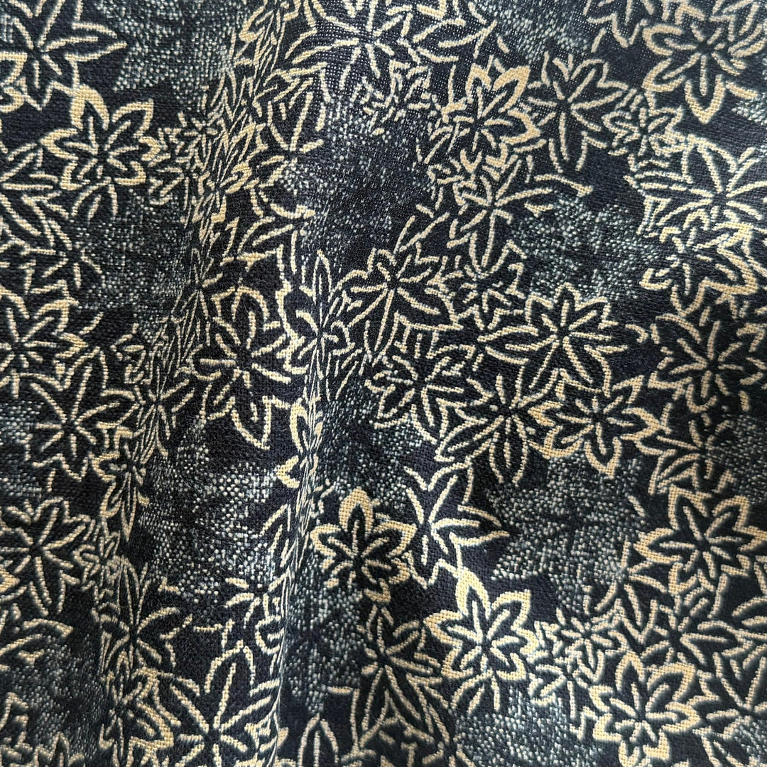 Maple Leaf Momiji Indigo Homespun Quilting Cotton (Made in Japan)