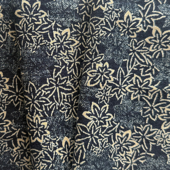 Maple Leaf Momiji Indigo Homespun Quilting Cotton (Made in Japan)