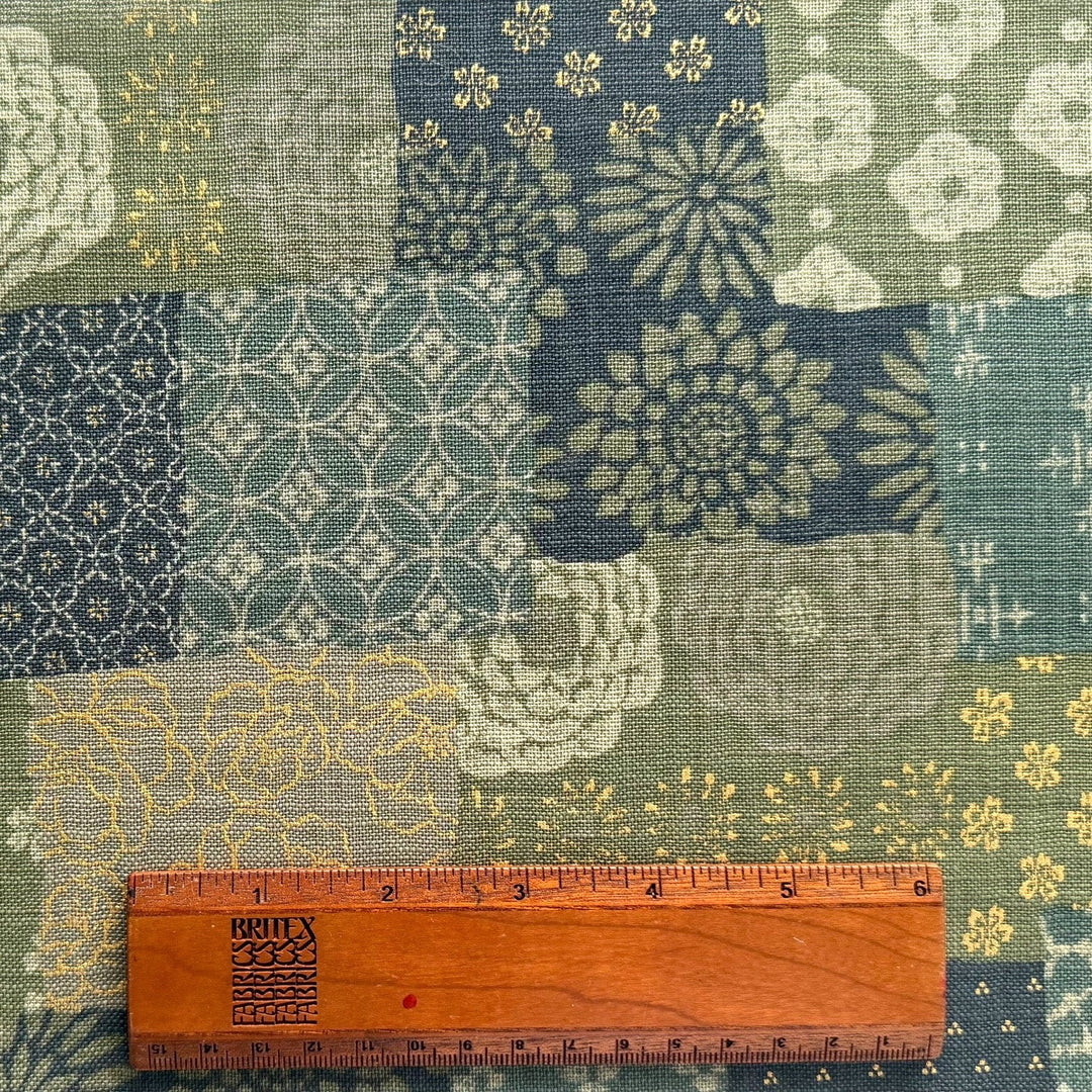 Boro Patchwork Sage Homespun Quilting Cotton (Made in Japan)