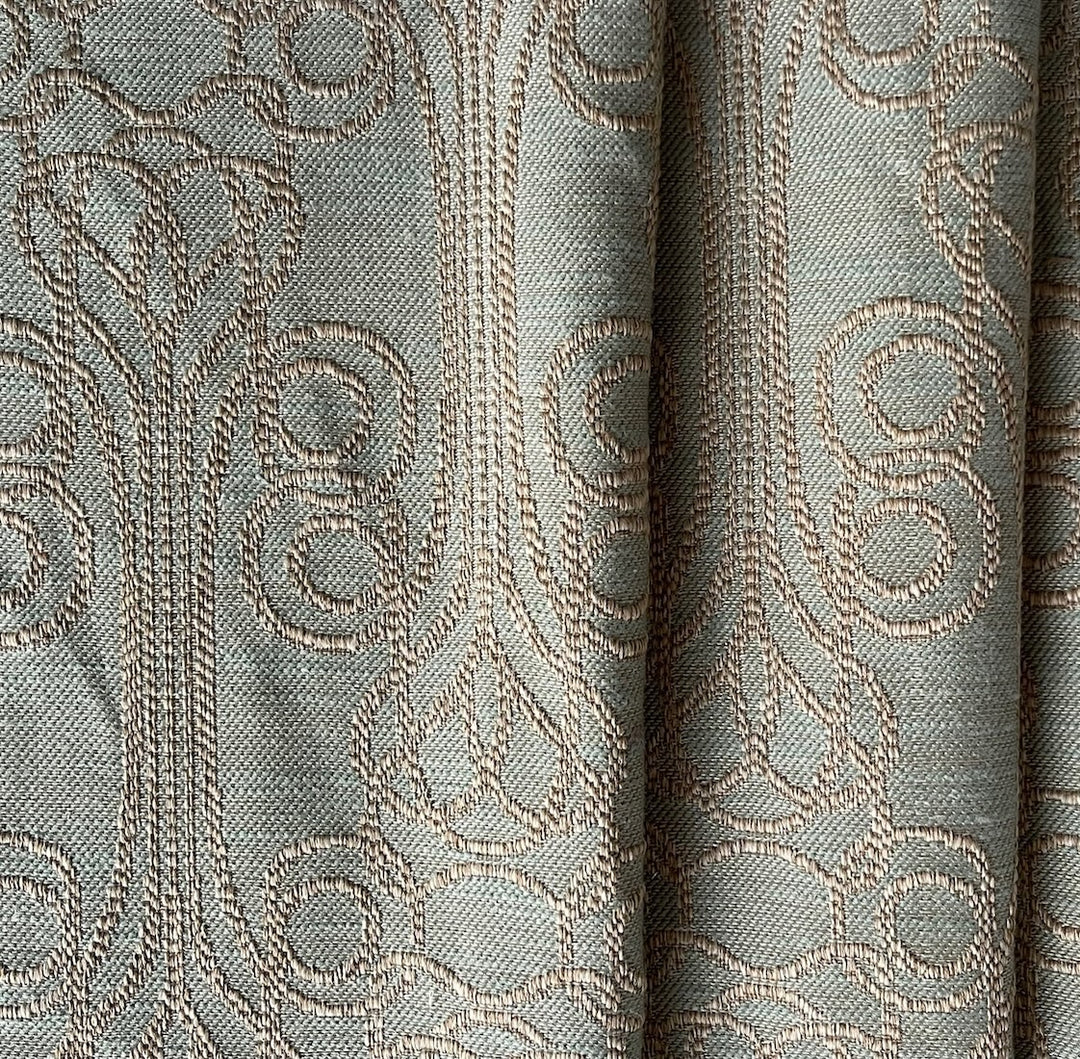 Art Deco Agate Green Fountain Linen Blend (Made in Turkey)