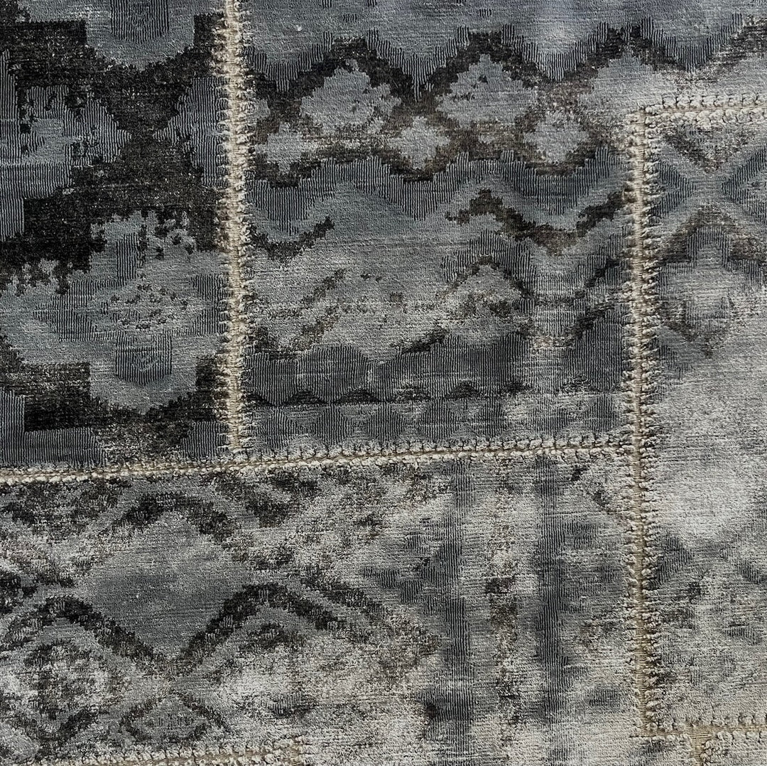 Stormy Patchwork Kilim Cotton Blend Velvet (Made in USA)