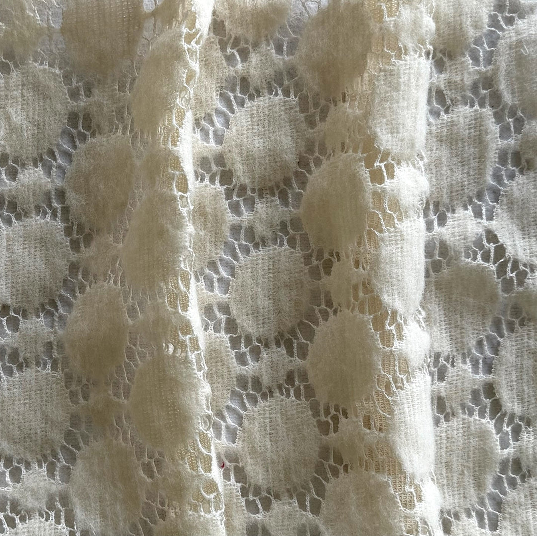 Ivory Open Crocheted Wool Knit