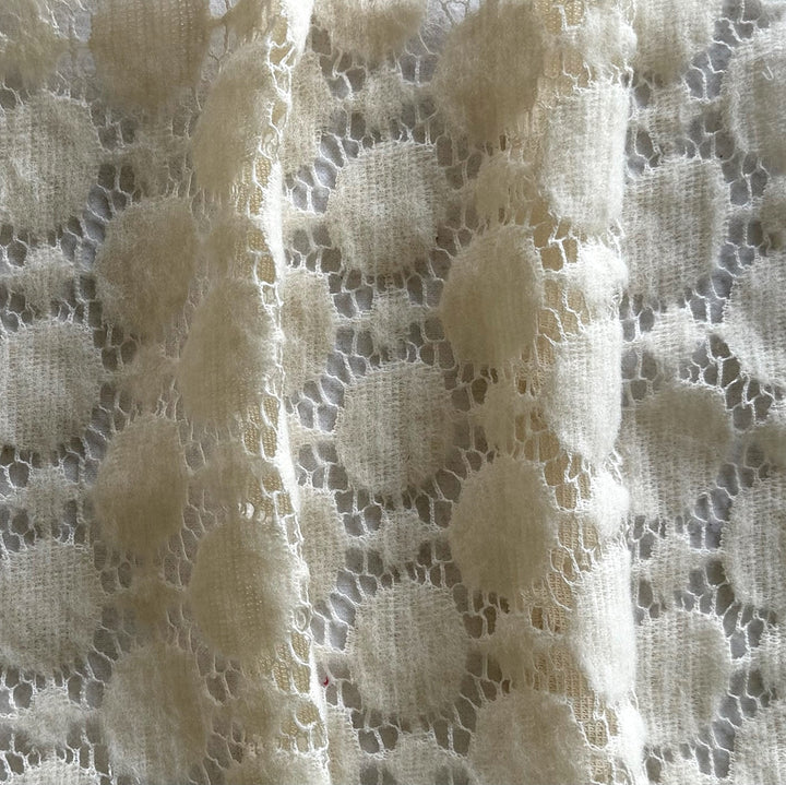 Ivory Open Crocheted Wool Knit
