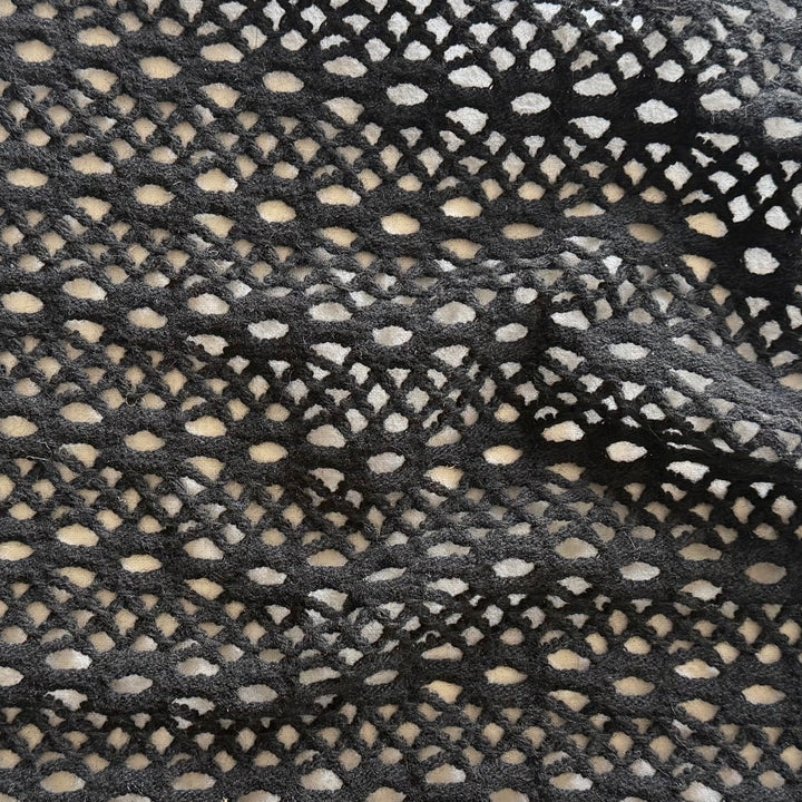 Black Striped Open Crocheted Wool Knit (Made in USA)