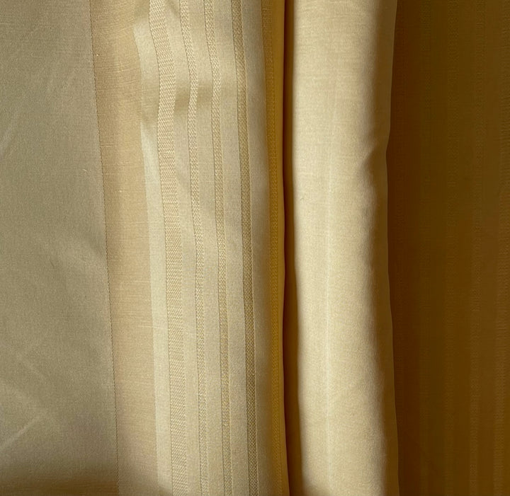 High-End Regal Golden Linen & Silk Stripe (Made in Italy)