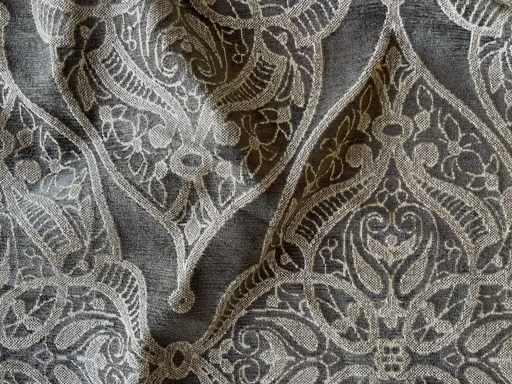 Elegant Raw Umber Medallions Rayon Blend Velvet & Canvas (Made in Turkey)
