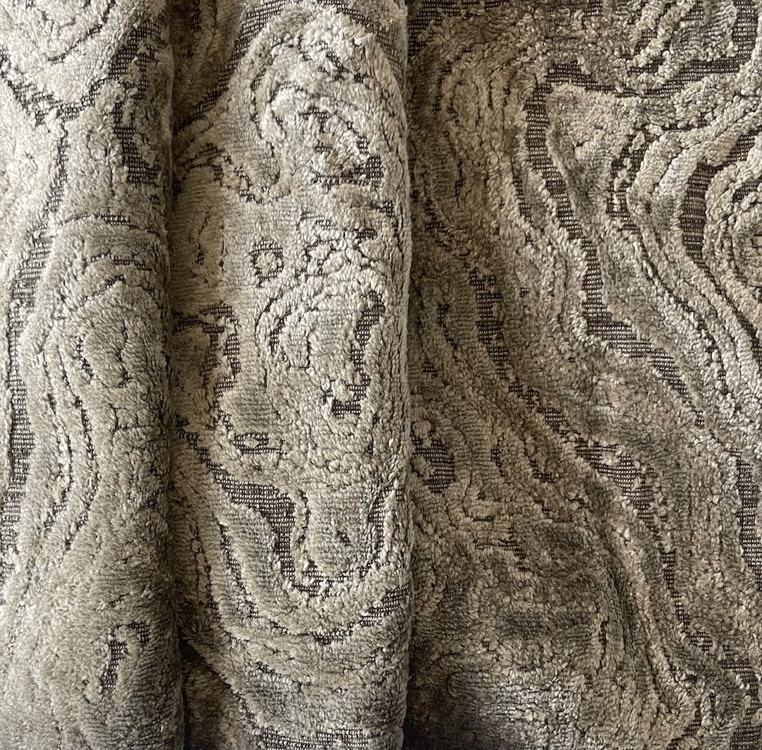Burled Taupe Rayon Blend Velvet Chenille (Made in Turkey)
