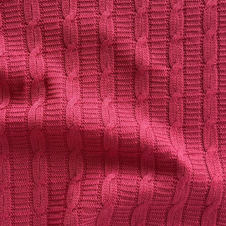 Delicious Strawberry Wool Jersey Cable Knit (Made in Italy)