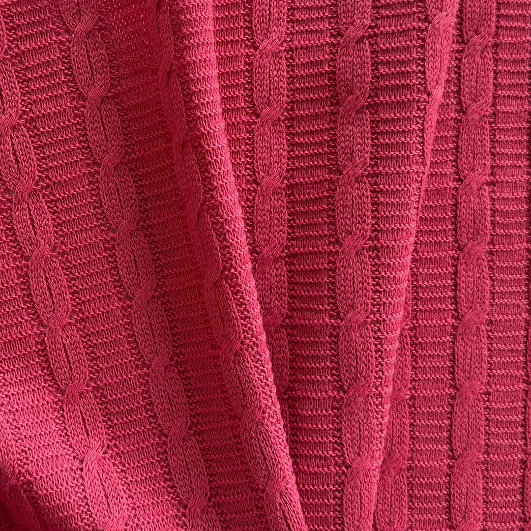 Delicious Strawberry Wool Jersey Cable Knit (Made in Italy)