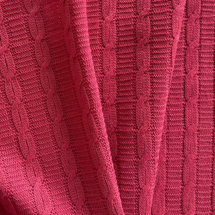 Delicious Strawberry Wool Jersey Cable Knit (Made in Italy)