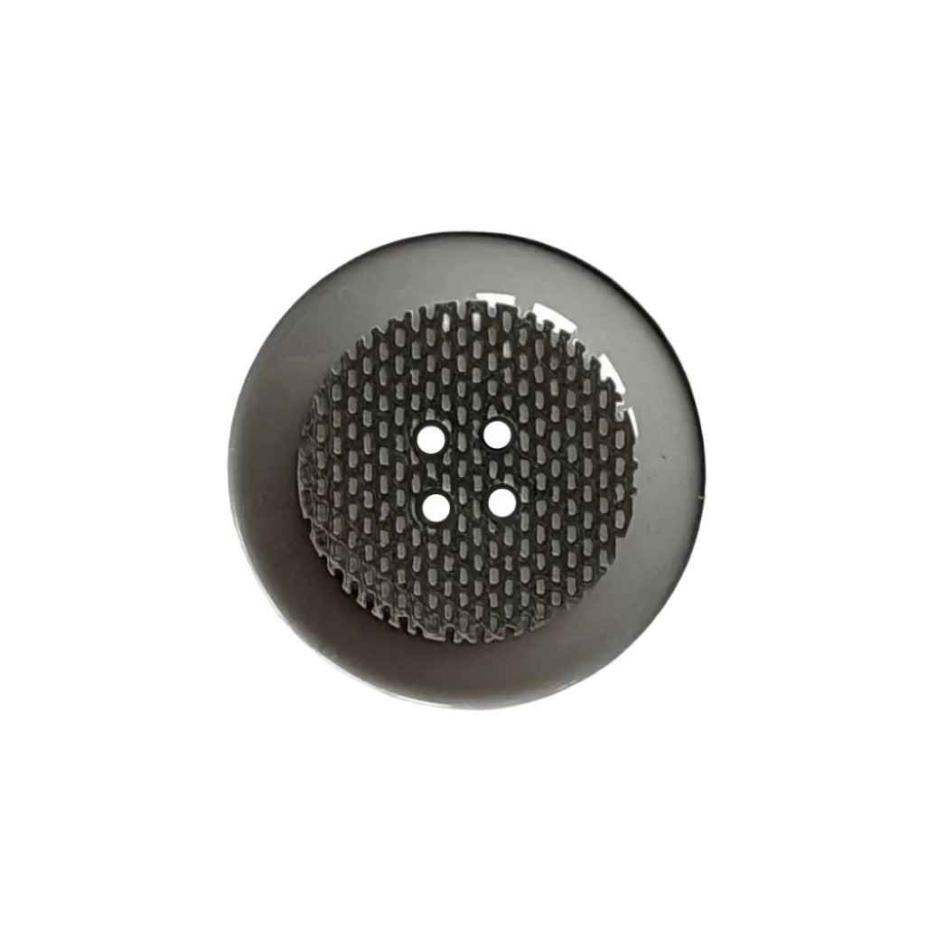 Pale Taupe Etched 4-Hole Plastic Button (Made in Italy)
