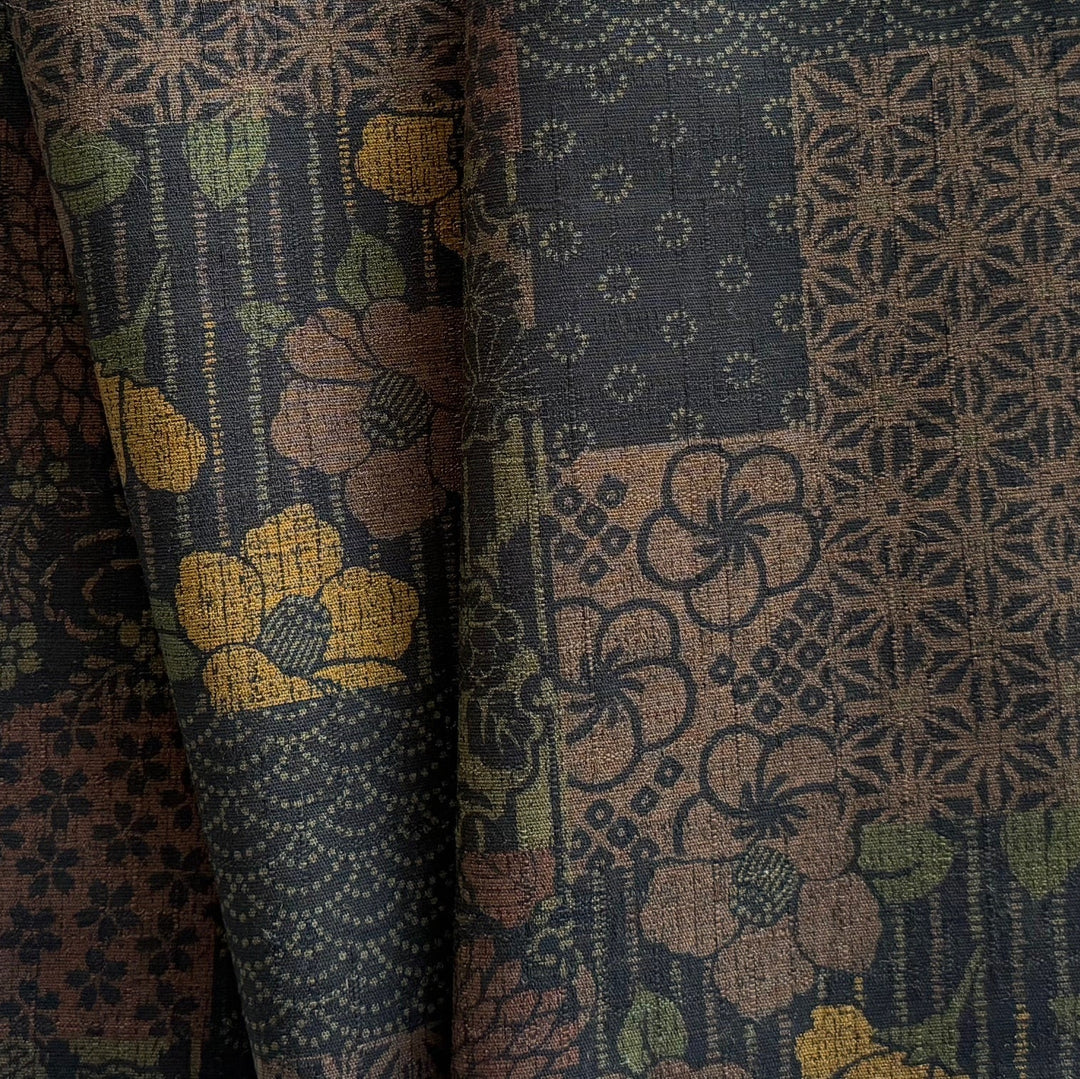 Boro Patchwork Forest Green Homespun Quilting Cotton (Made in Japan)