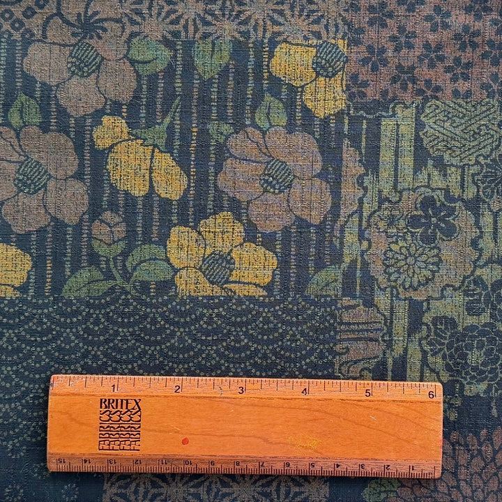 Boro Patchwork Forest Green Homespun Quilting Cotton (Made in Japan)