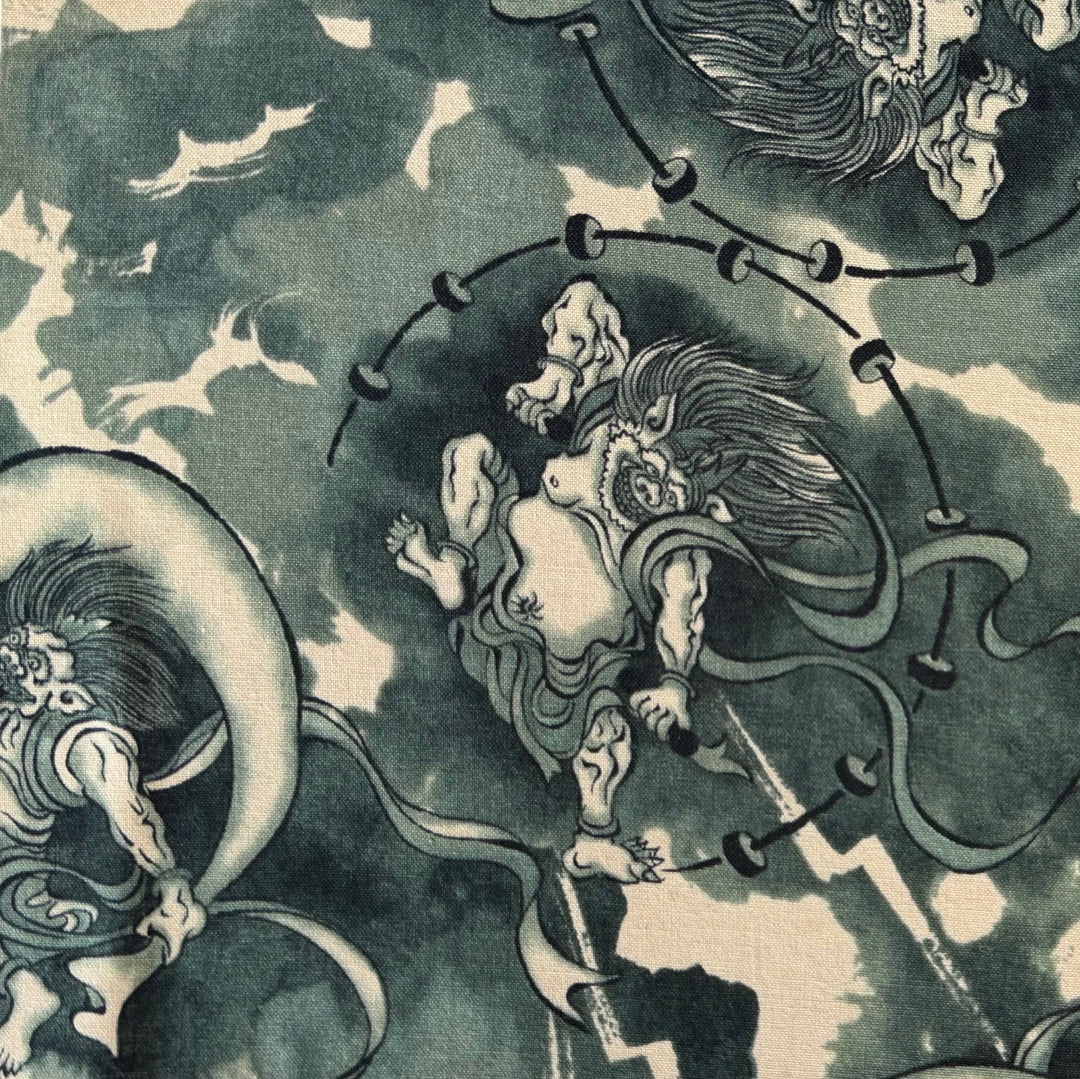 Fujin & Raijin Muted Jade Quilting Cotton (Made in Japan)