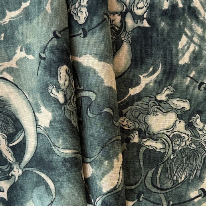 Fujin & Raijin Muted Jade Quilting Cotton (Made in Japan)