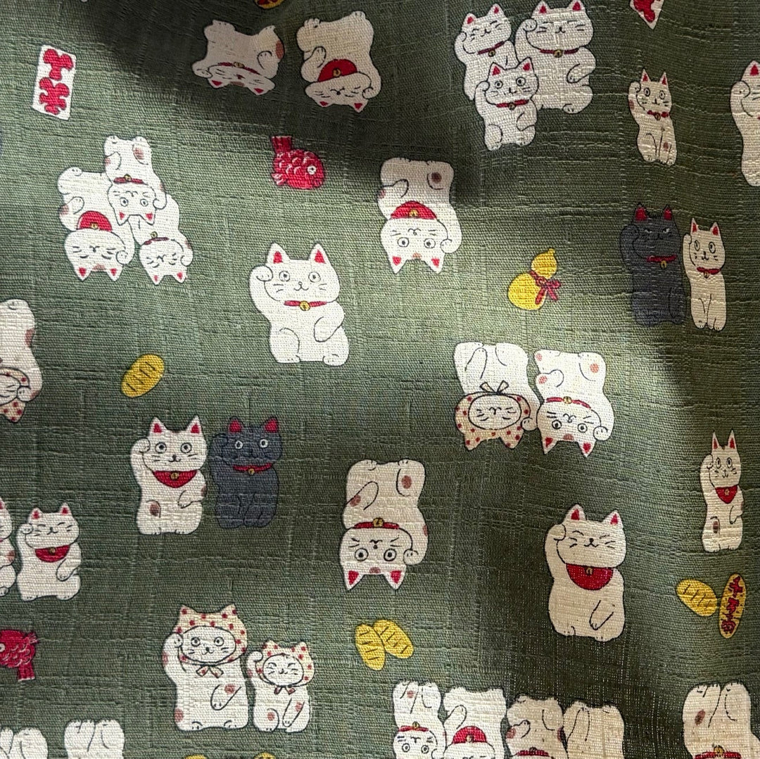 Maneki Neko Olive Green Cotton Dobby (Made in Japan)
