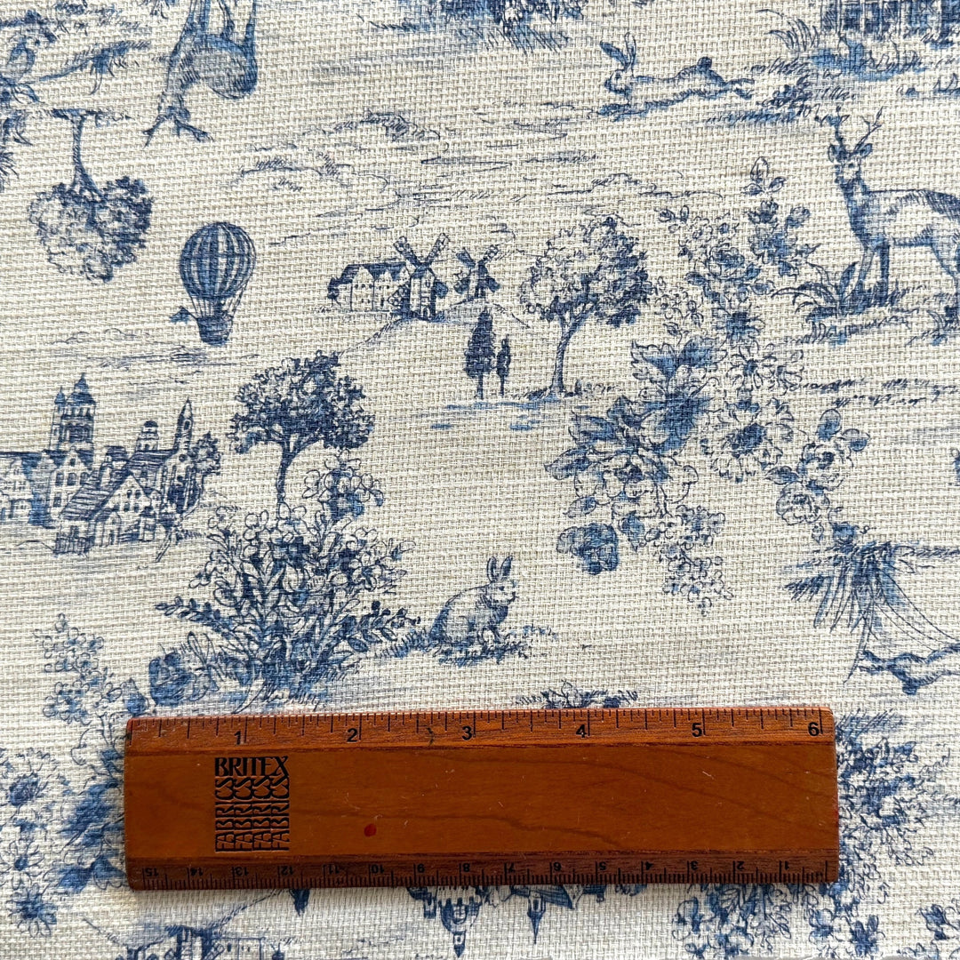 Toile De Jouy Countreyside Blue Cotton Dobby (Made in Japan)
